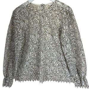 Part two Elegant Black and White Lace Top size 38